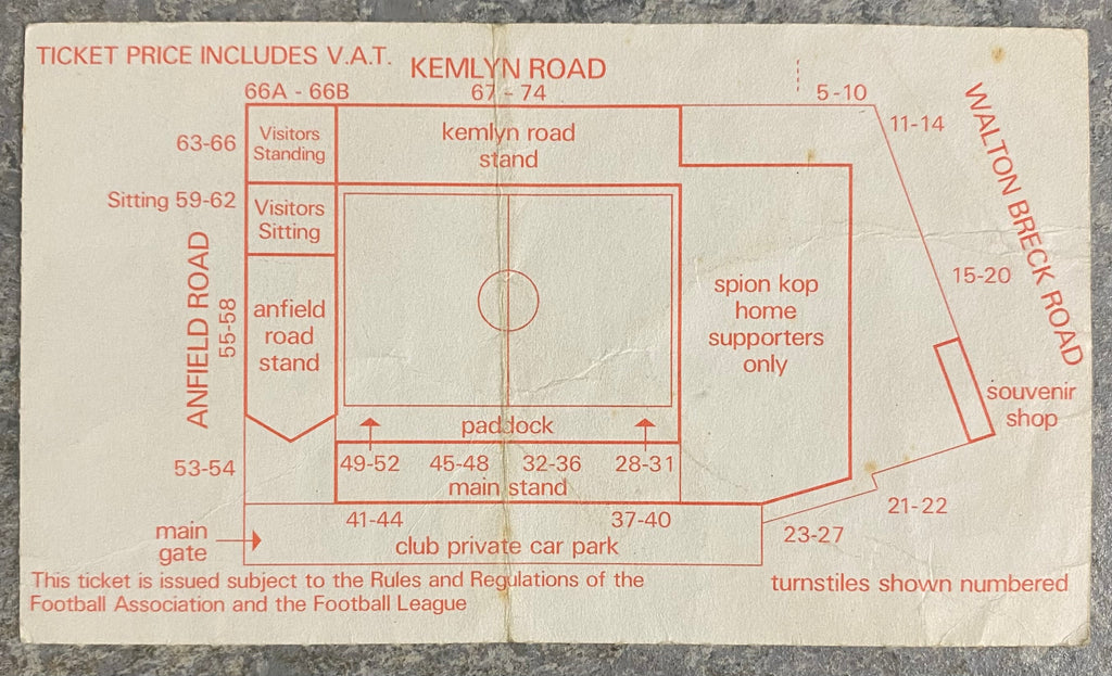 1986/87 ORIGINAL DIVISION ONE TICKET LIVERPOOL V TOTTENHAM HOTSPUR
