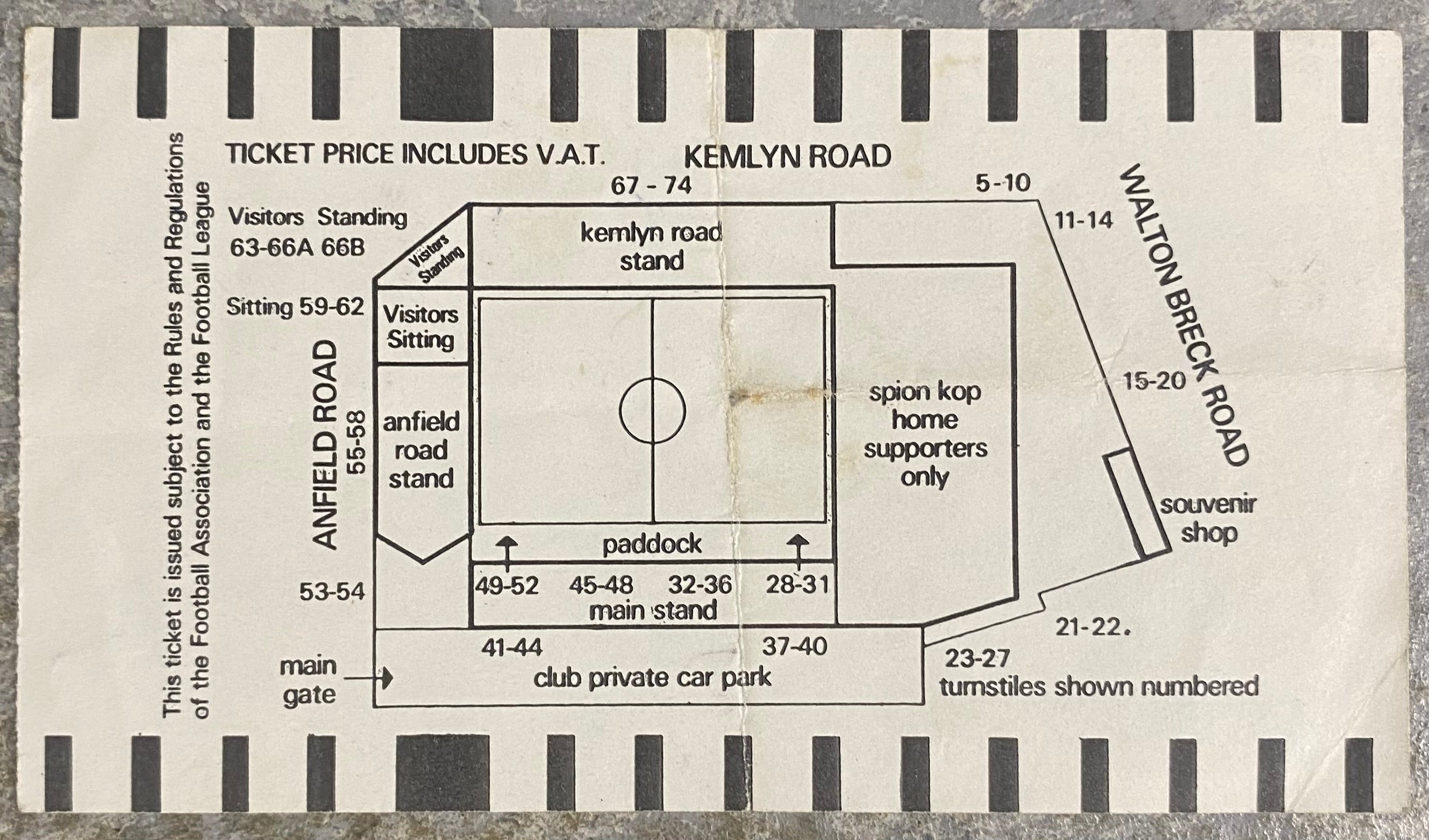 1986/87 ORIGINAL DIVISION ONE TICKET LIVERPOOL V CHARLTON ATHLETIC
