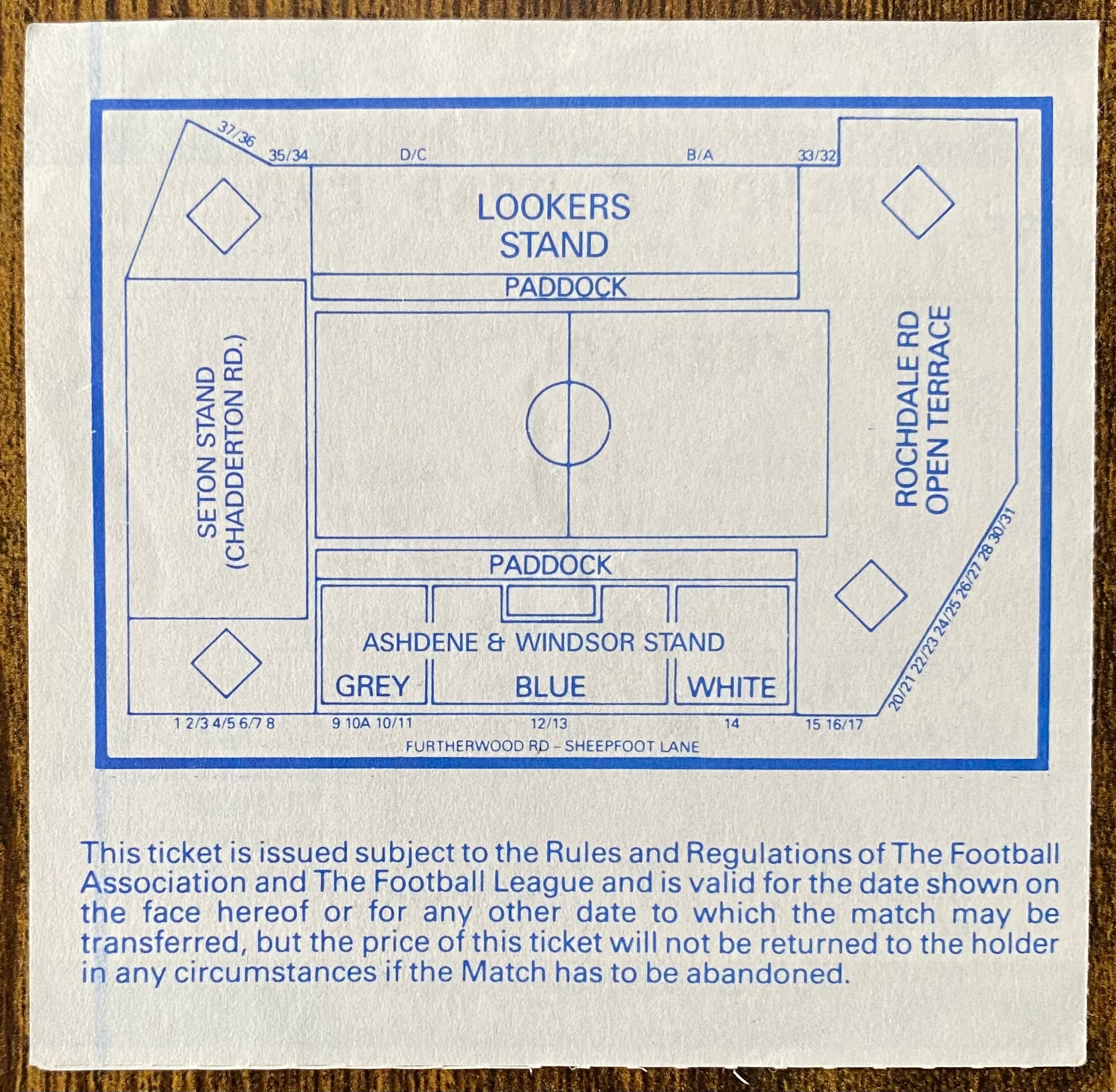 1991/92 ORIGINAL DIVISION ONE TICKET OLDHAM ATHLETIC V LIVERPOOL