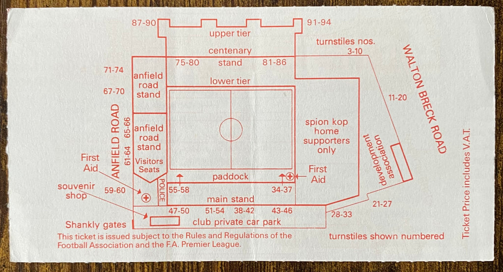 1992/93 ORIGINAL EUROPEAN CUP WINNERS CUP 2ND ROUND 2ND LEG TICKET LIVERPOOL V SPARTAK MOSCOW