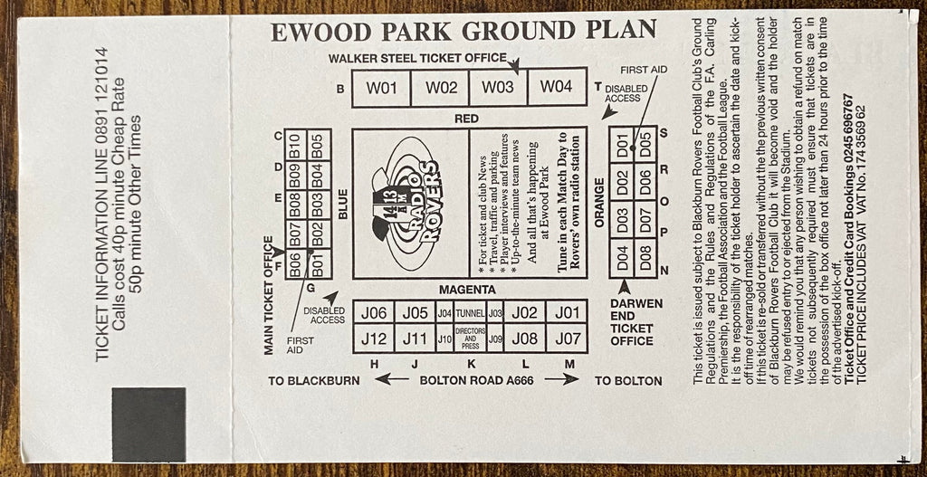1994/95 ORIGINAL COCA COLA CUP 4TH ROUND UNUSED TICKET BLACKBURN ROVERS V LIVERPOOL