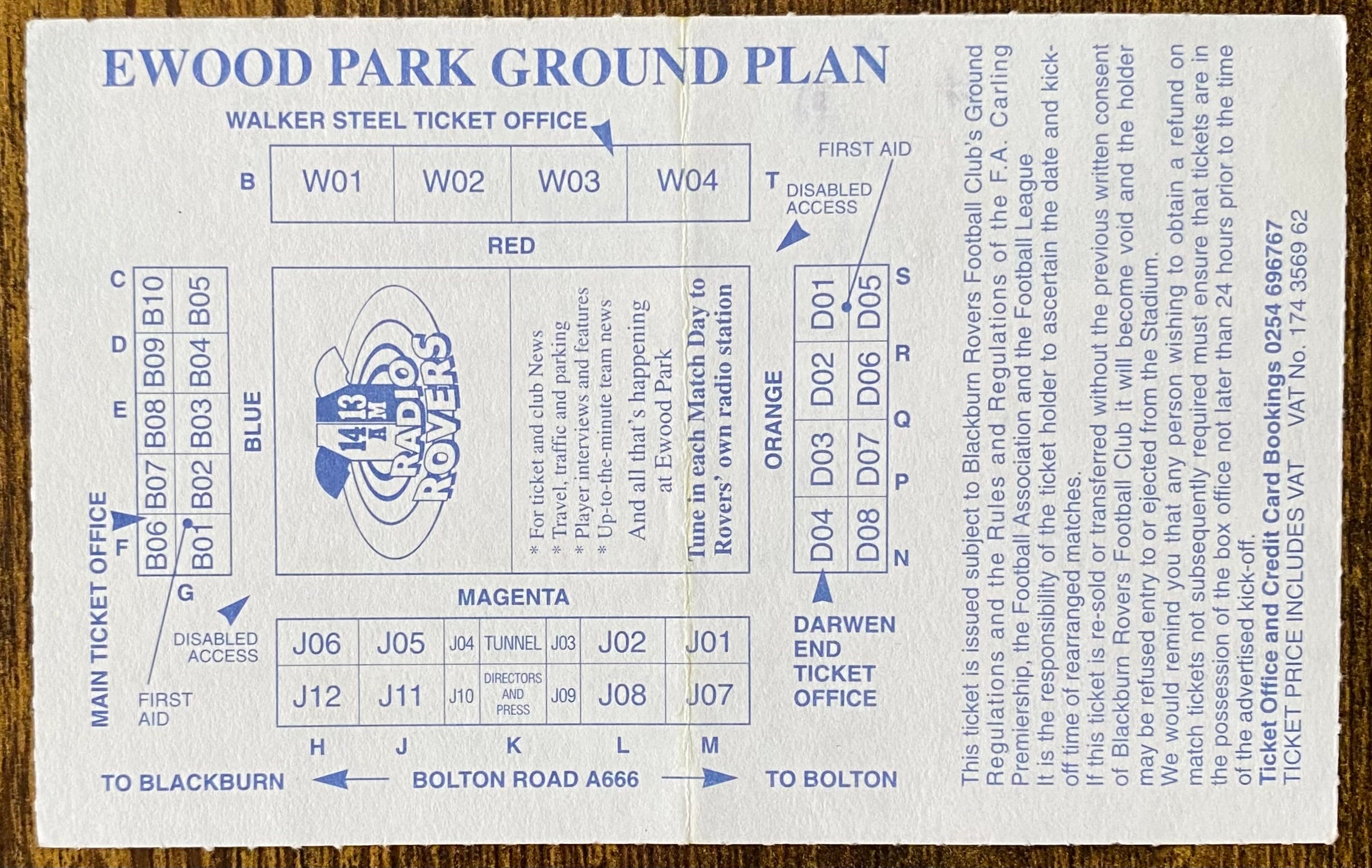 1994/95 ORIGINAL FA PREMIERSHIP TICKET BLACKBURN ROVERS V LIVERPOOL