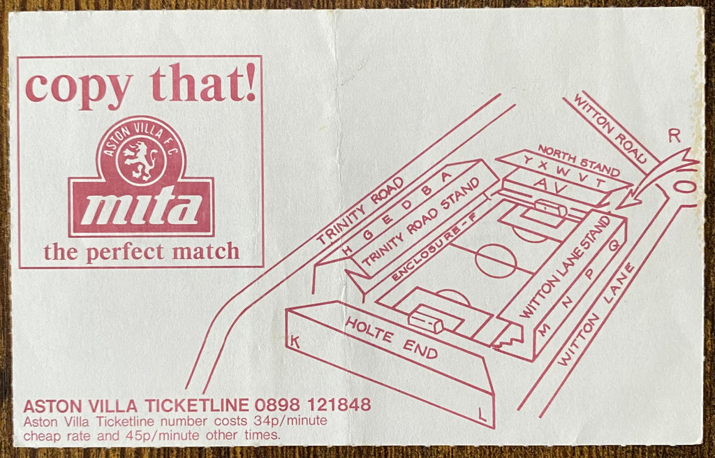 1992 ORIGINAL FA CUP SEMI FINAL REPLAY TICKET LIVERPOOL V PORTSMOUTH @ VILLA PARK