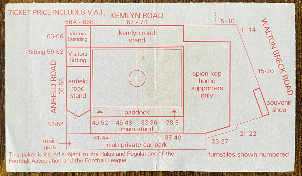 1986/87 ORIGINAL DIVISION ONE TICKET LIVERPOOL V OXFORD UNITED