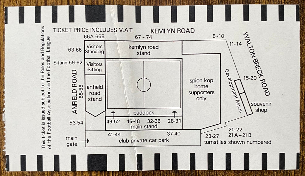 1987/88 ORIGINAL DIVISION ONE TICKET LIVERPOOL V WEST HAM UNITED