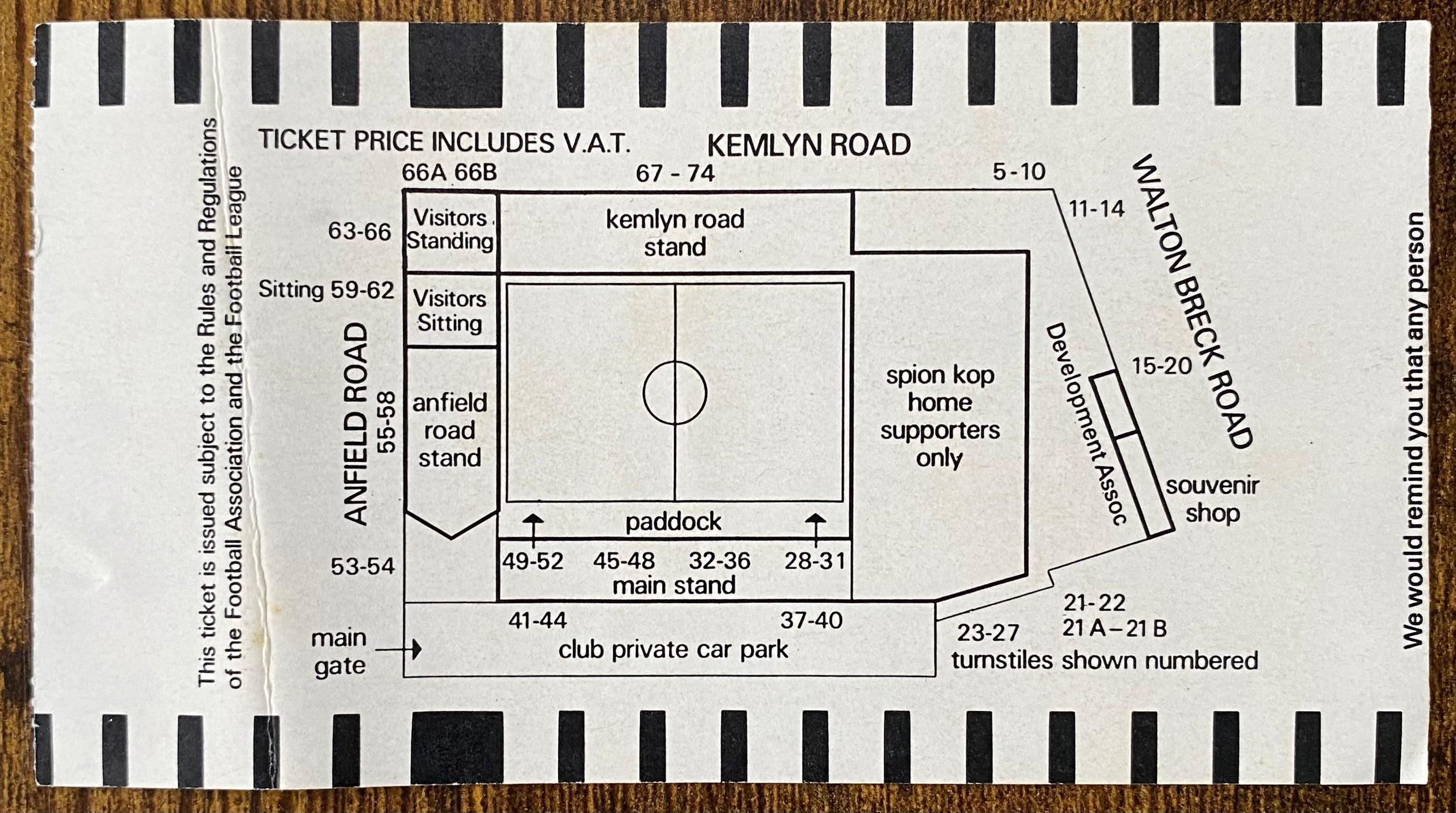 1987/88 ORIGINAL DIVISION ONE TICKET LIVERPOOL V QUEENS PARK RANGERS