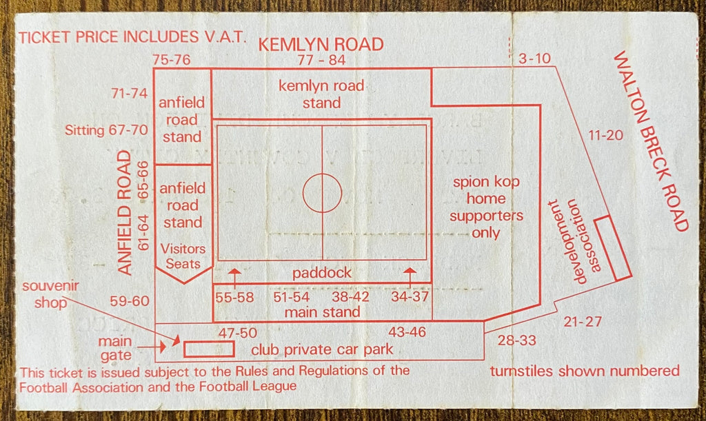 1989/90 ORIGINAL DIVISION ONE TICKET LIVERPOOL V COVENTRY CITY