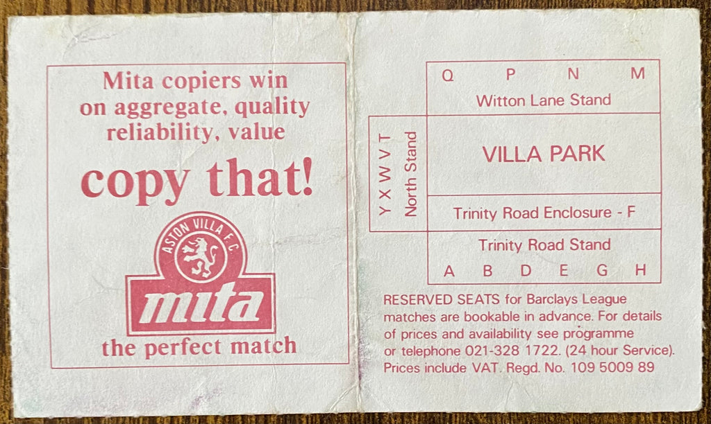 1990 ORIGINAL FA CUP SEMI FINAL TICKET LIVERPOOL V CRYSTAL PALACE @ VILLA PARK