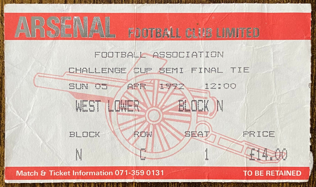 1992 ORIGINAL FA CUP SEMI FINAL TICKET LIVERPOOL V PORTSMOUTH @ HIGHBURY
