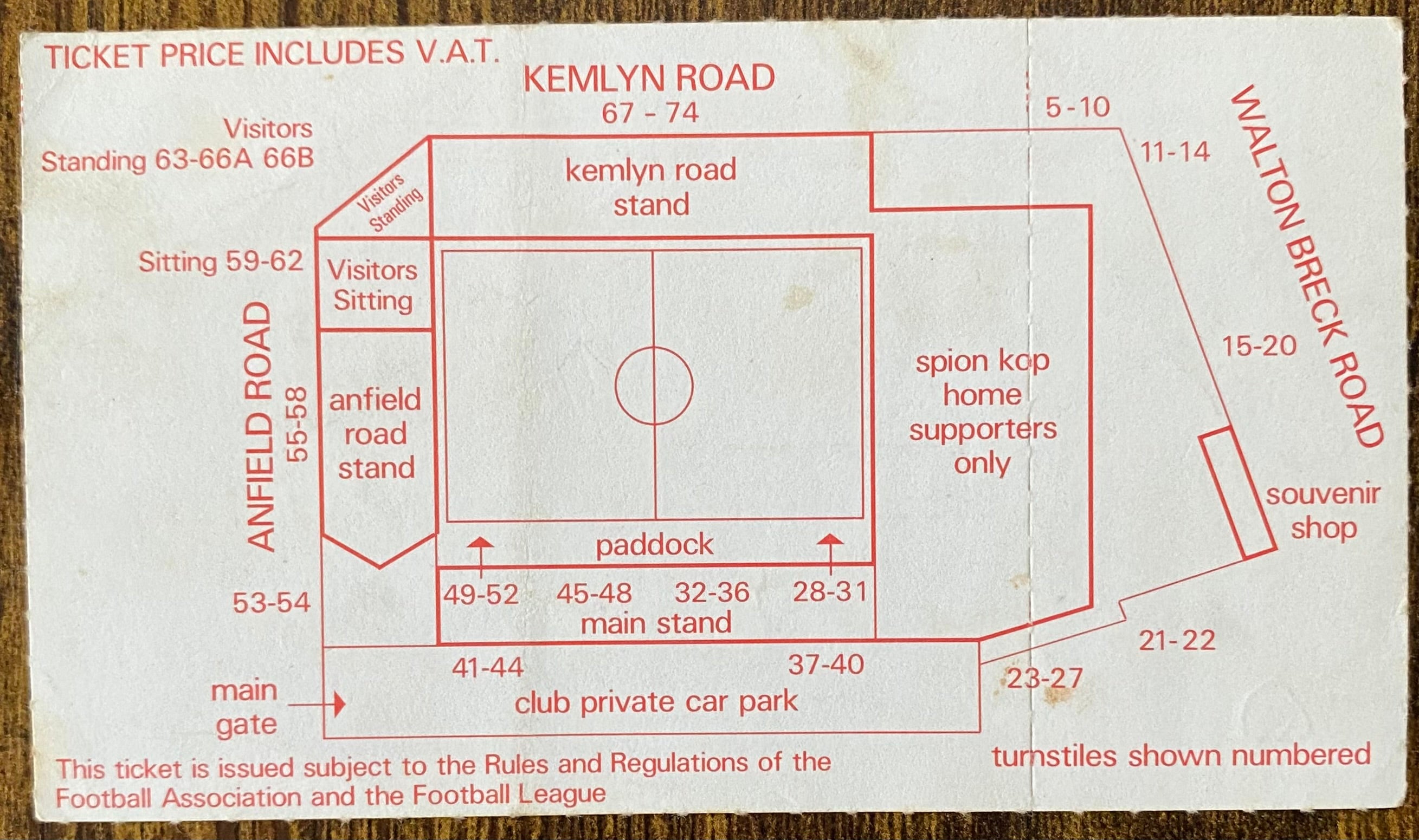 1985/86 ORIGINAL DIVISION ONE TICKET LIVERPOOL V WEST HAM UNITED