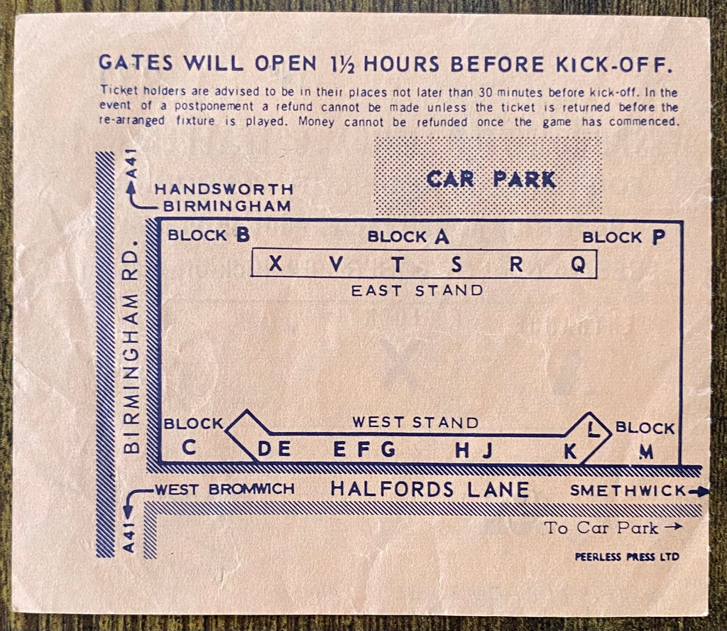 1972/73 ORIGINAL LEAGUE CUP 3RD ROUND TICKET WEST BROMWICH ALBION V LIVERPOOL