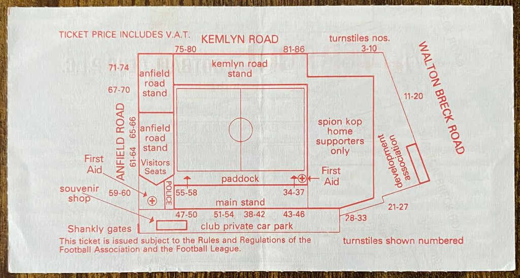 1991/92 ORIGINAL UEFA CUP QUARTER FINAL 2ND LEG  TICKET LIVERPOOL V GENOA 1893