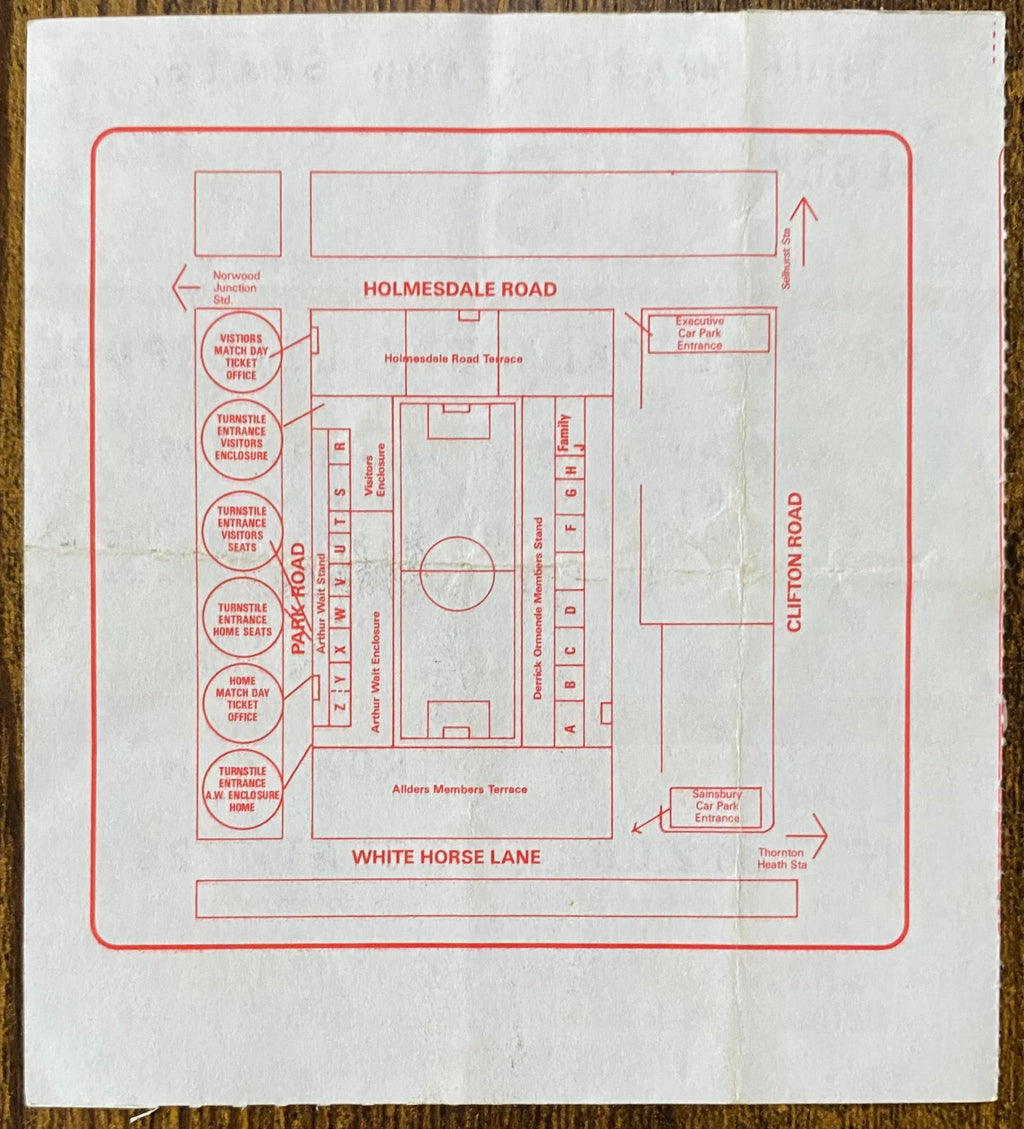 1989/90 ORIGINAL DIVISION ONE TICKET CRYSTAL PALACE V LIVERPOOL