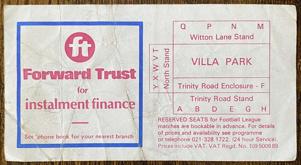 1980 ORIGINAL FA CUP SEMI FINAL REPLAY TICKET LIVERPOOL V ARSENAL @VILLA PARK