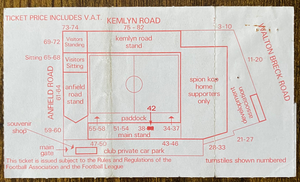 1988/89 ORIGINAL LITTLEWOODS CUP 2ND ROUND 1ST LEG TICKET LIVERPOOL V WALSALL