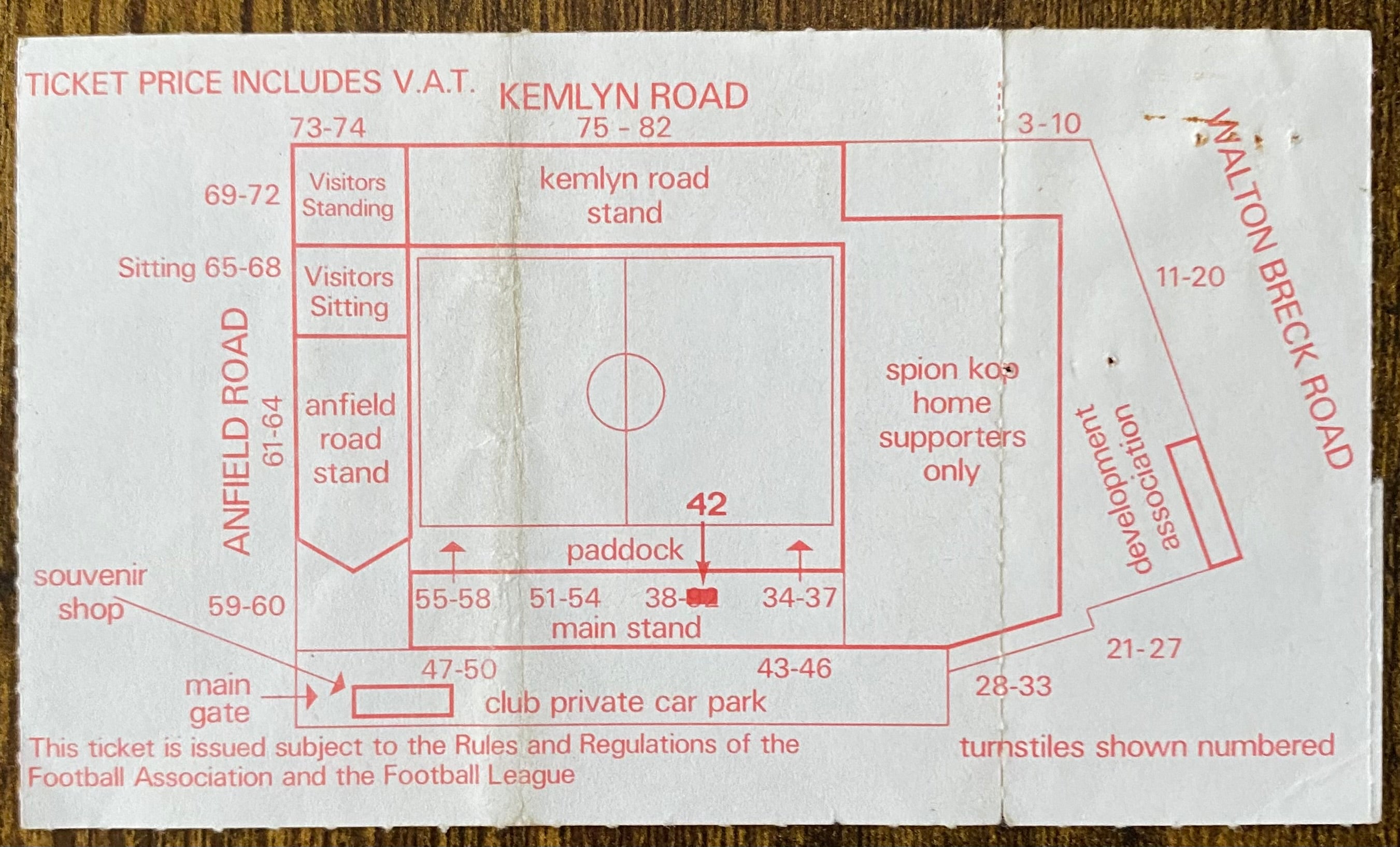 1988/89 ORIGINAL LITTLEWOODS CUP 2ND ROUND 1ST LEG TICKET LIVERPOOL V WALSALL