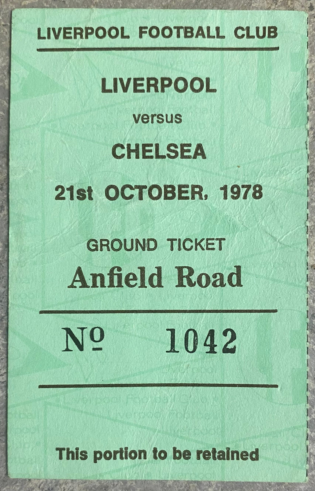 1978/79 ORIGINAL DIVISION ONE TICKET LIVERPOOL V CHELSEA