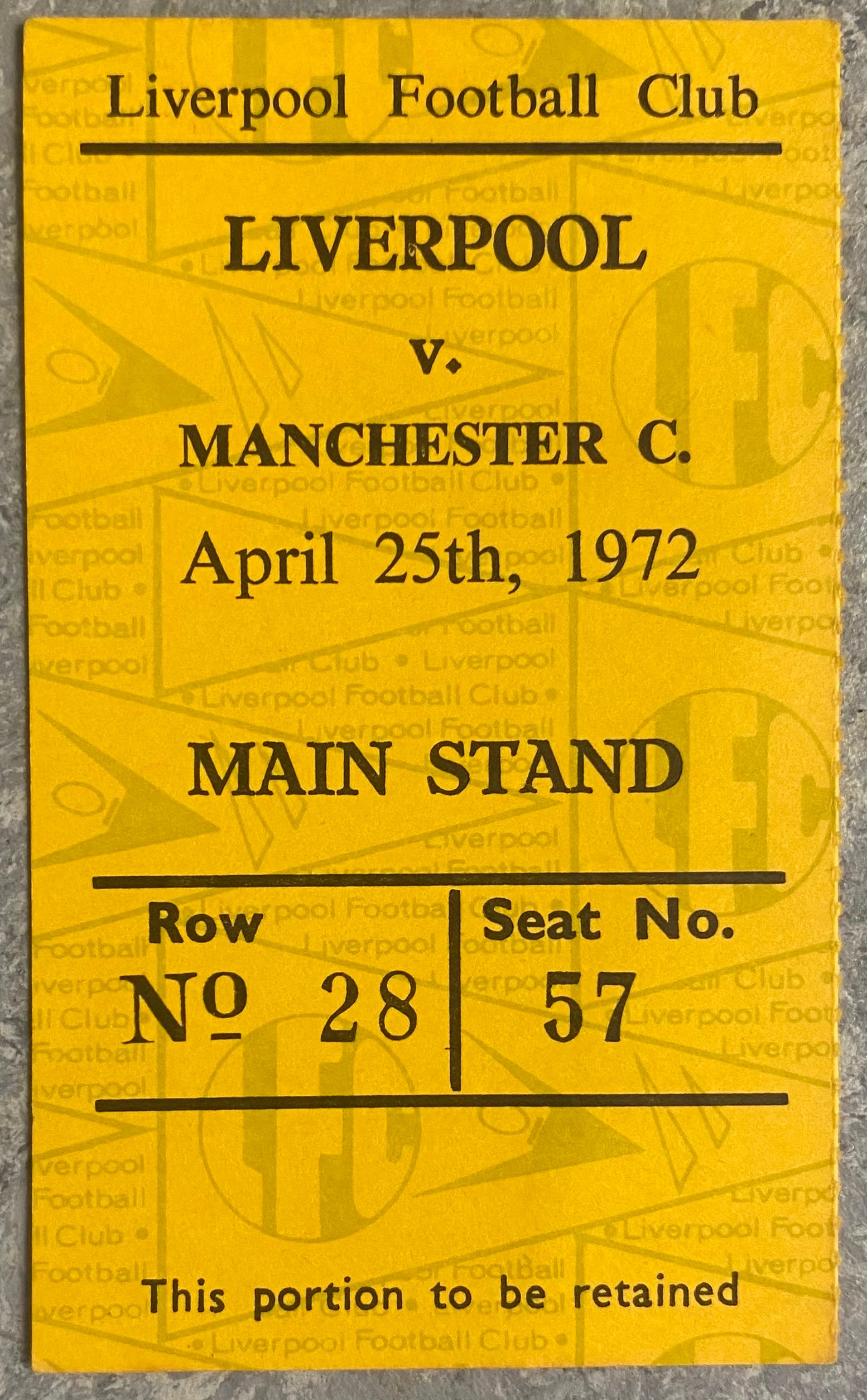 1971/72 ORIGINAL DIVISION ONE TICKET LIVERPOOL V MANCHESTER CITY