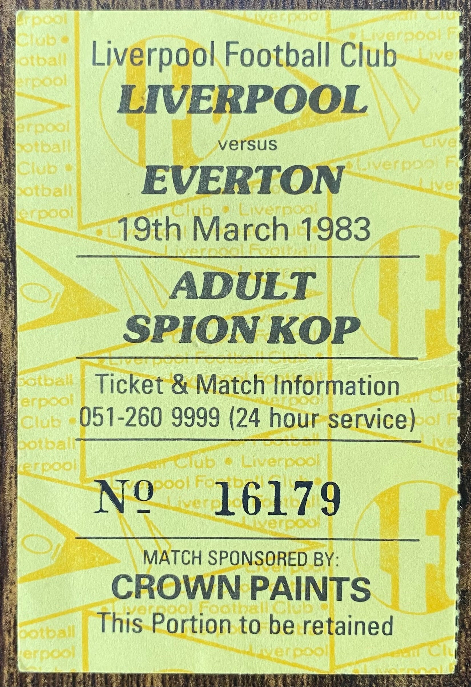 1982/83 ORIGINAL DIVISION ONE TICKET LIVERPOOL V EVERTON