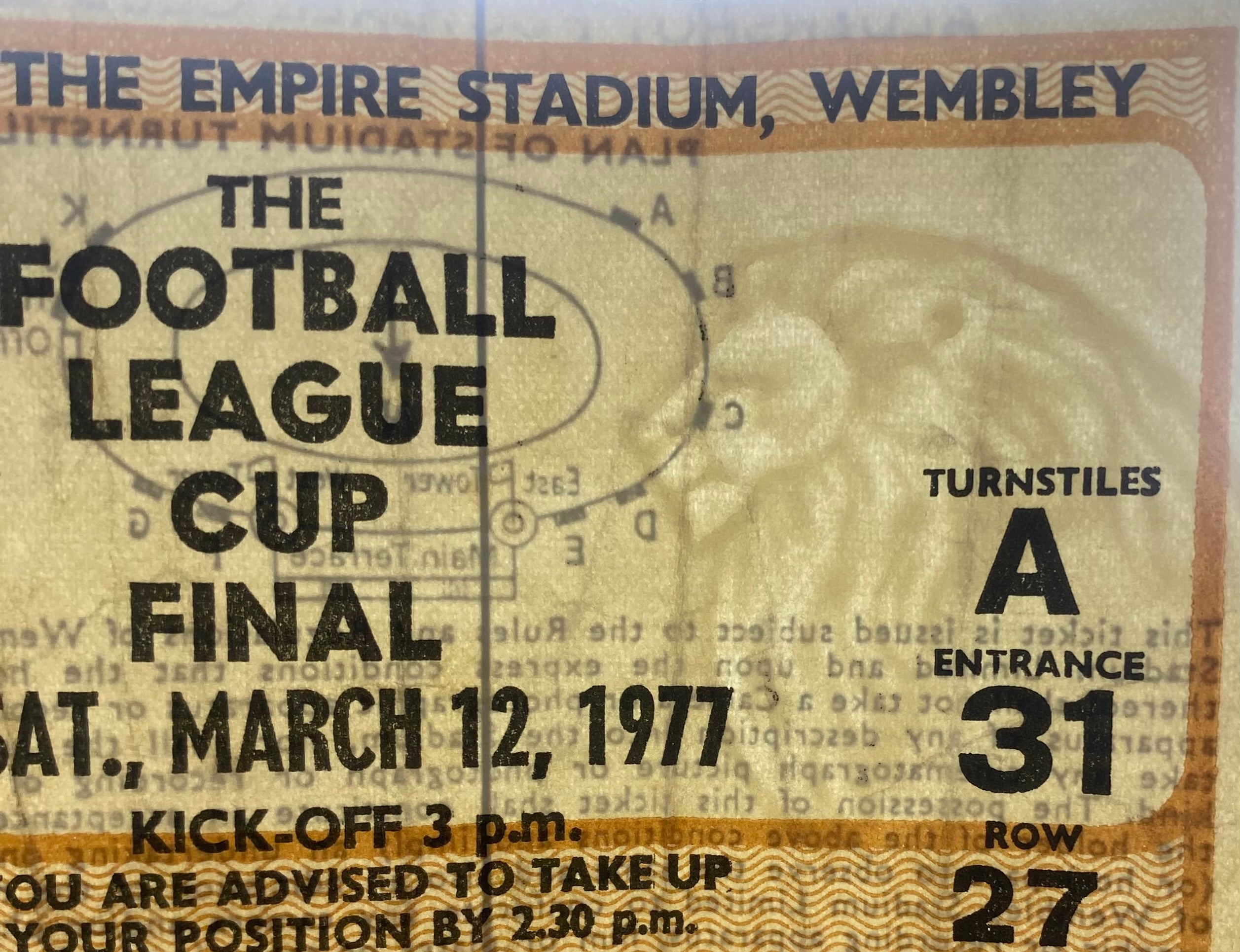 1977 ORIGINAL LEAGUE CUP FINAL TICKET ASTON VILLA V EVERTON