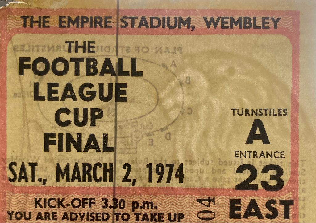 1974 ORIGINAL LEAGUE CUP FINAL TICKET MANCHESTER CITY V WOLVERHAMPTON WANDERERS