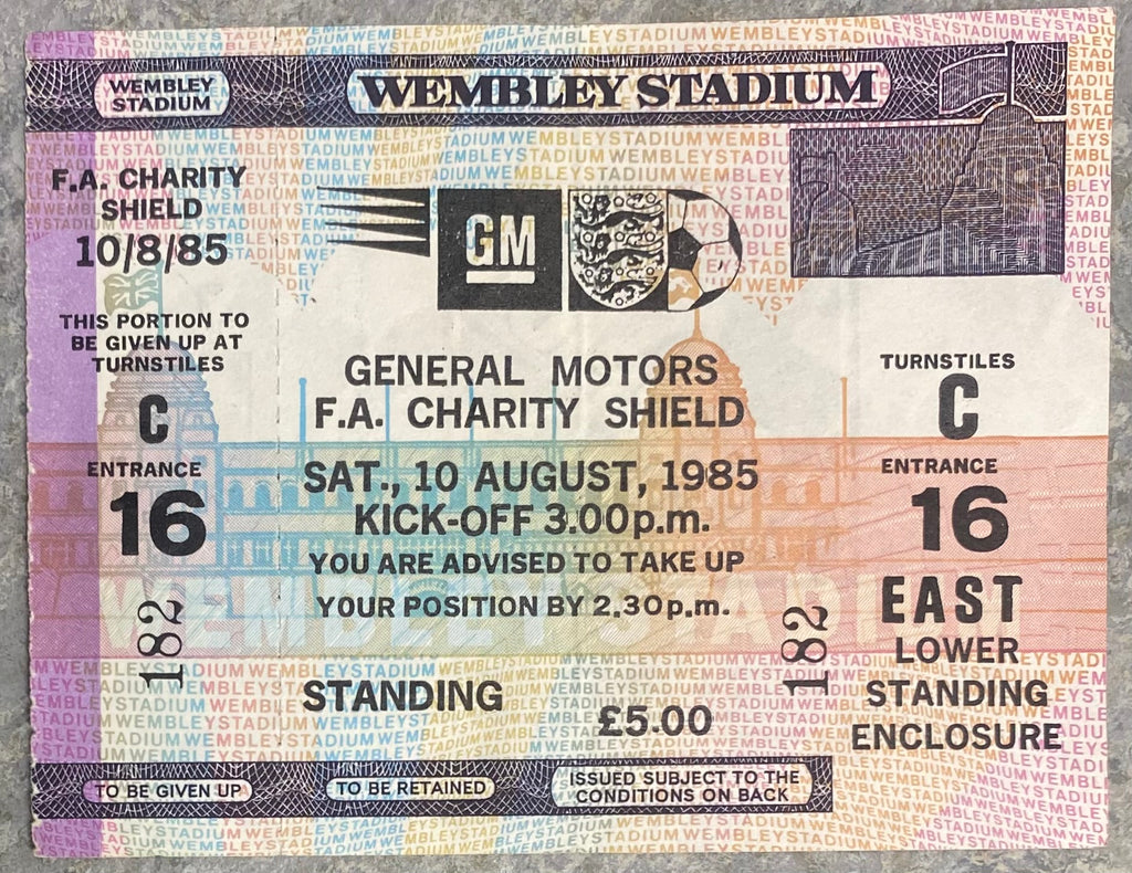 1985 ORIGINAL CHARITY SHIELD UNUSED TICKET MANCHESTER UNITED V EVERTON