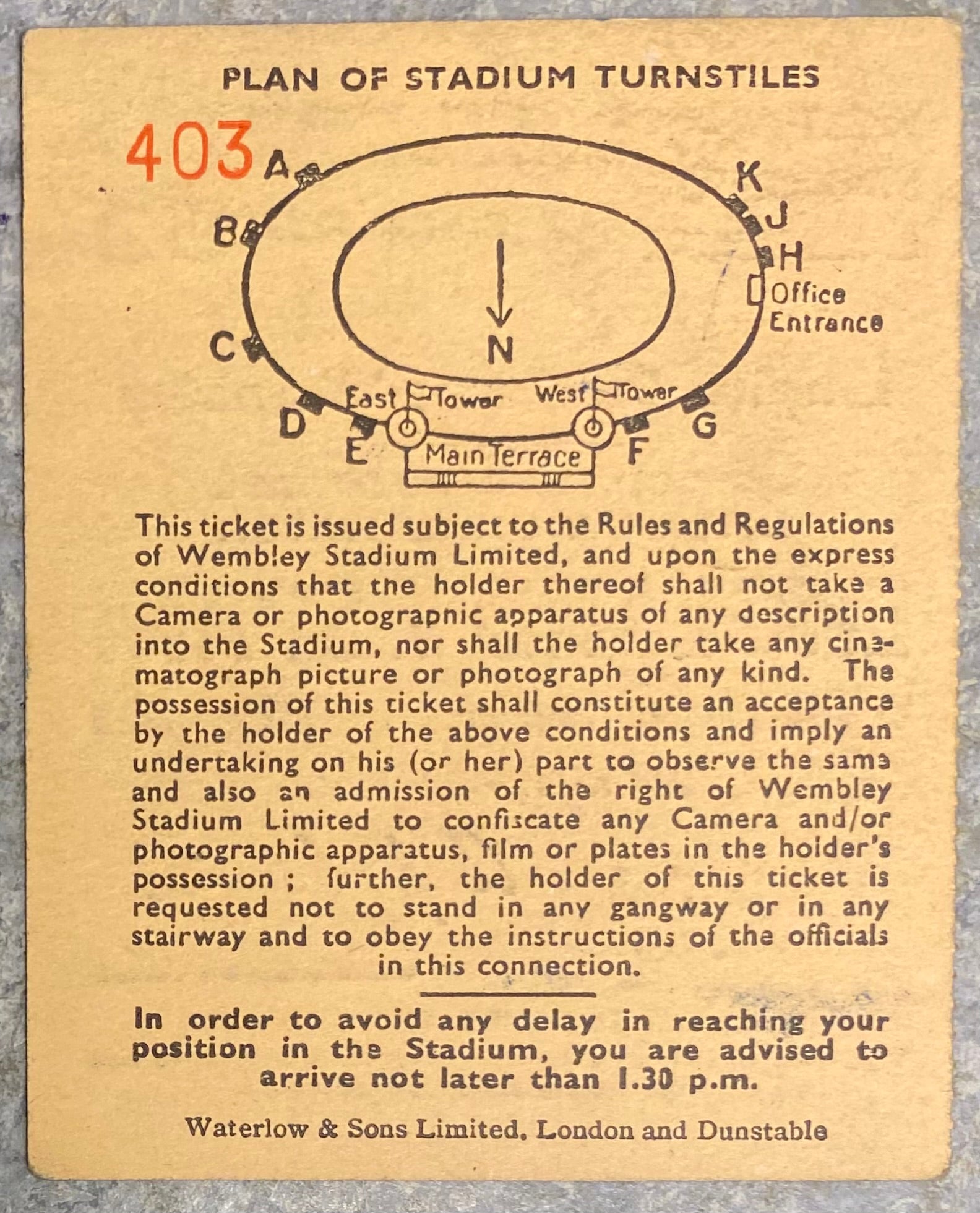 1955 ORIGINAL INTERNATIONAL TICKET ENGLAND V SPAIN