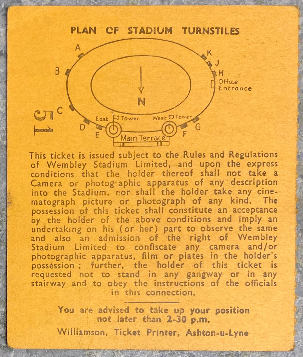 1959 ORIGINAL INTERNATIONAL TICKET ENGLAND V ITALY