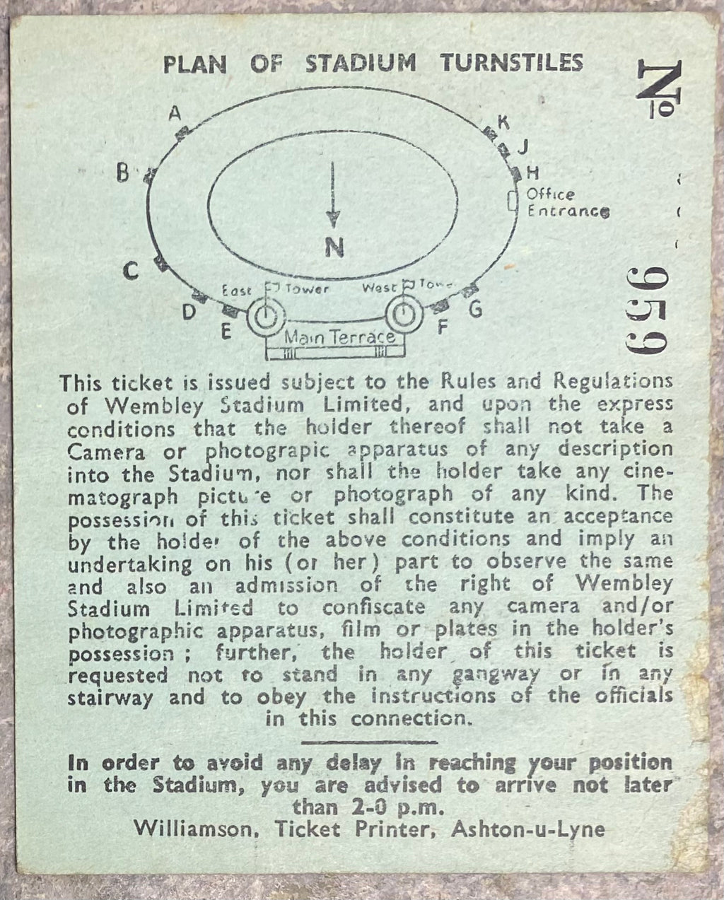 1956 ORIGINAL INTERNATIONAL TICKET ENGLAND V YUGOSLAVIA