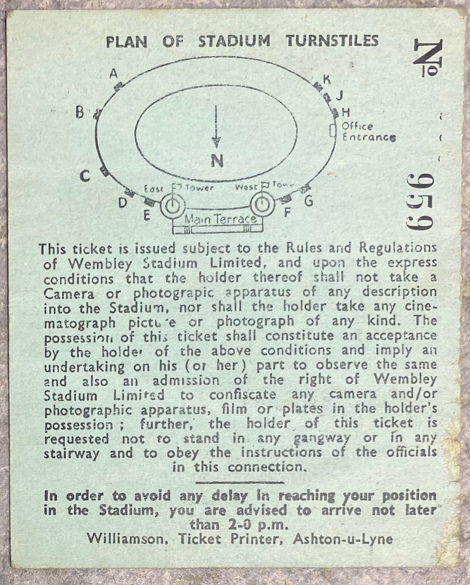 1956 ORIGINAL INTERNATIONAL TICKET ENGLAND V YUGOSLAVIA