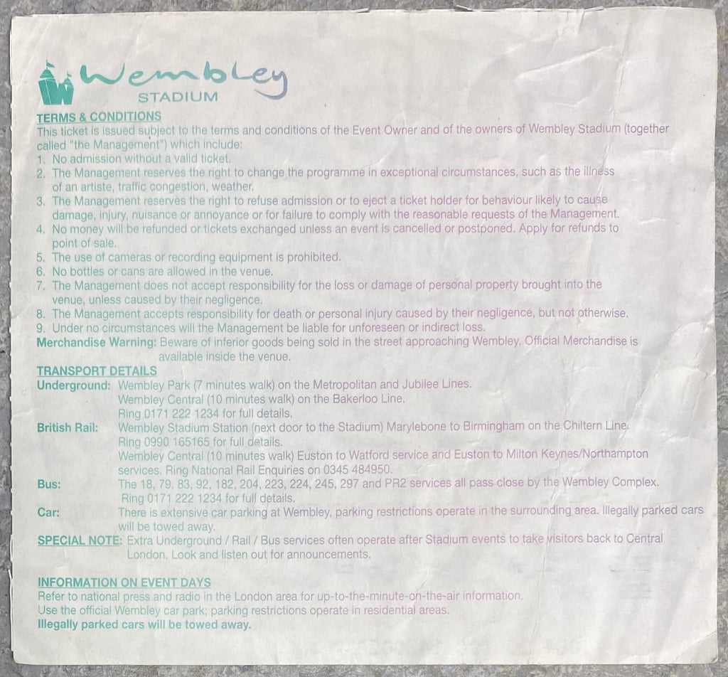 2000 ORIGINAL WORTHINGTON CUP FINAL TICKET LEICESTER CITY V TRANMERE ROVERS