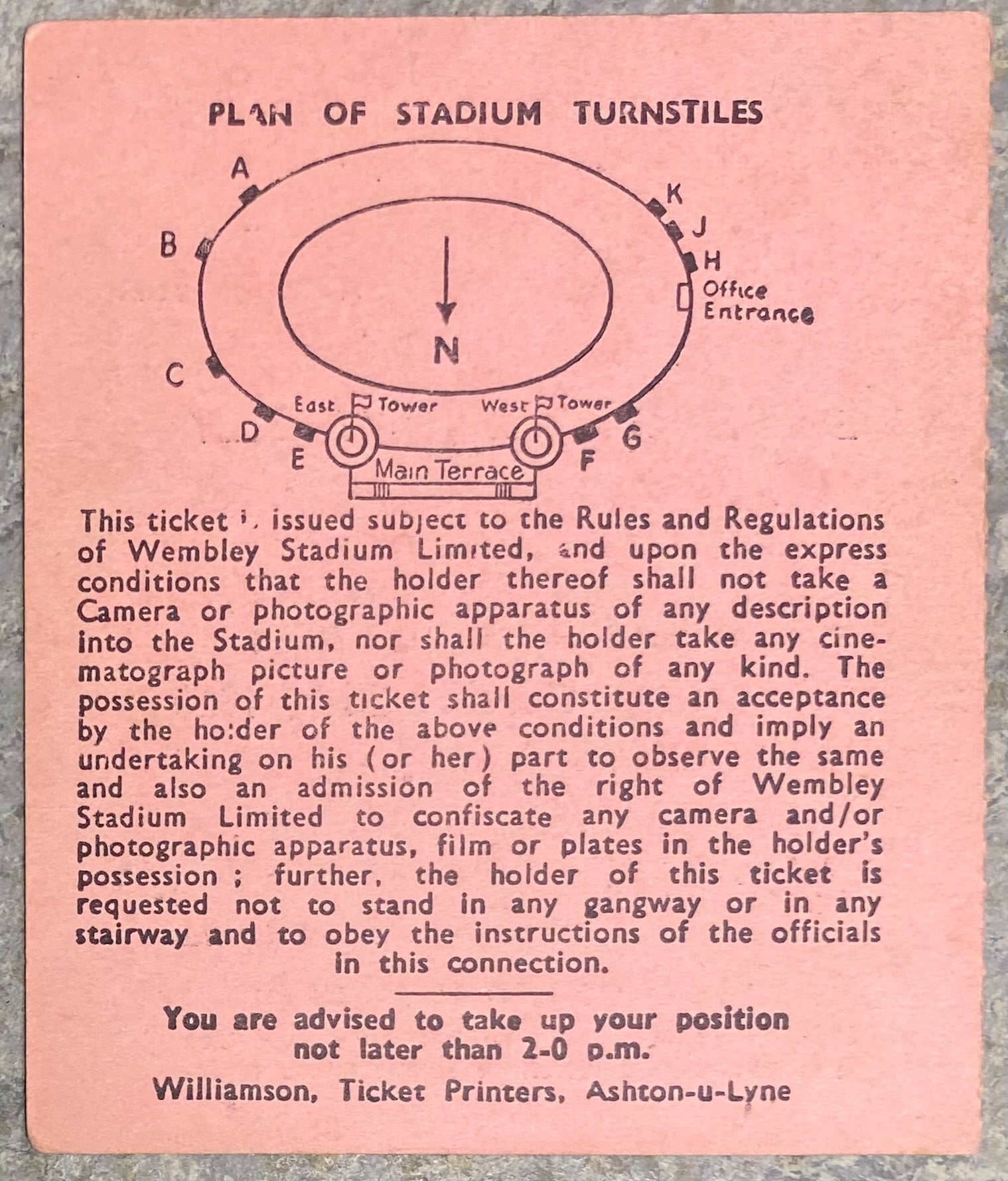 1960 ORIGINAL INTERNATIONAL TICKET ENGLAND V SPAIN