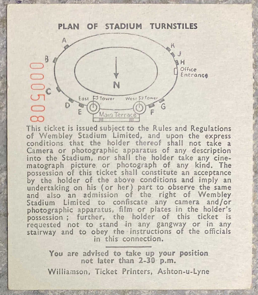 1961 ORIGINAL INTERNATIONAL TICKET ENGLAND V MEXICO (AND LETTER)