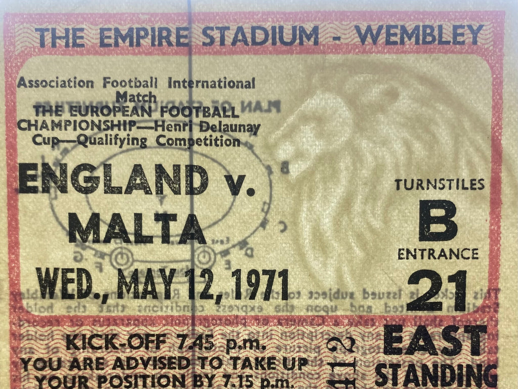 1971 ORIGINAL EUROPEAN CHAMPIONSHIPS QUALIFYING TICKET ENGLAND V MALTA