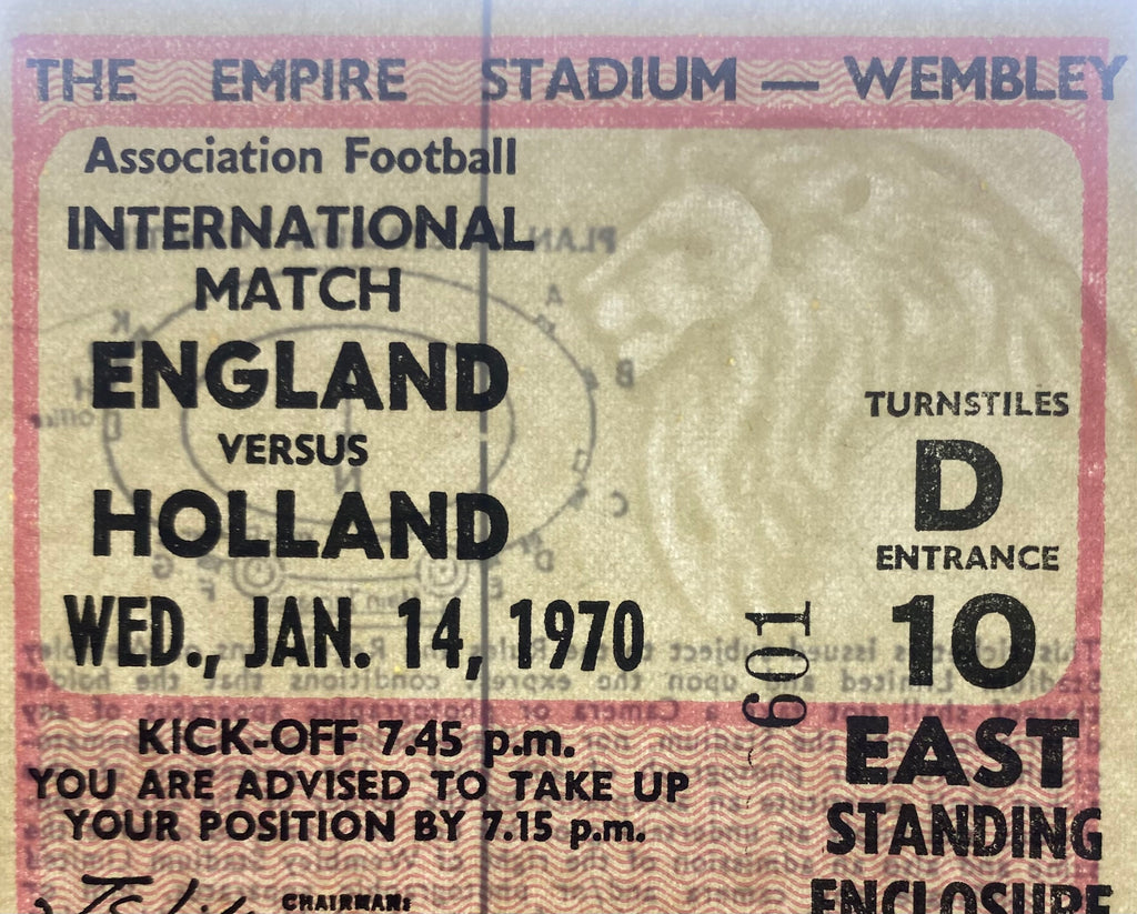 1970 ORIGINAL INTERNATIONAL TICKET ENGLAND V NETHERLANDS