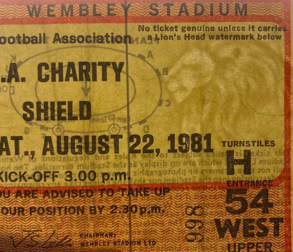 1981 ORIGINAL CHARITY SHIELD TICKET ASTON VILLA V TOTTENHAM HOTSPUR