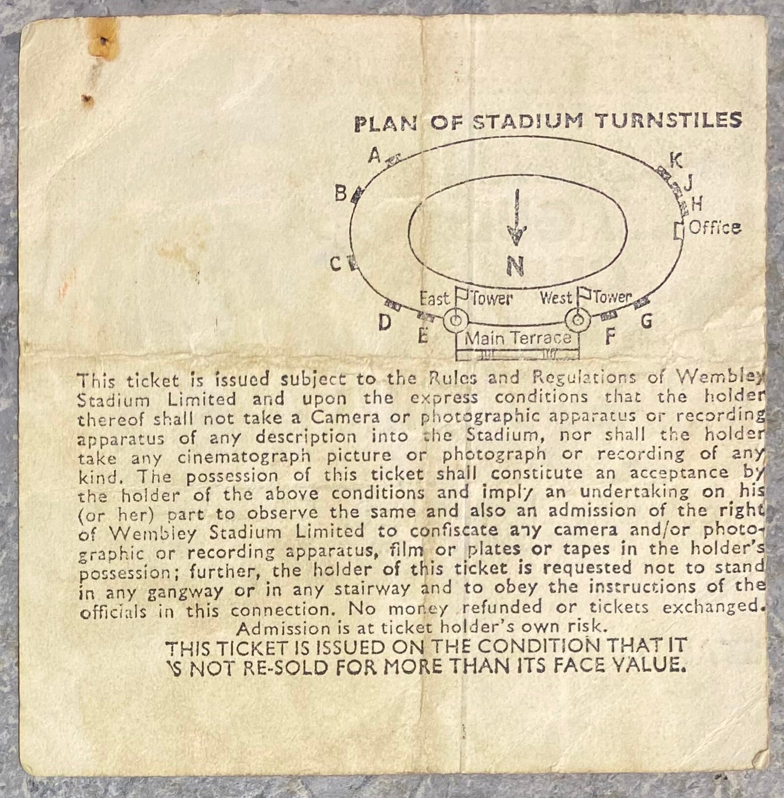 1975 ORIGINAL LEAGUE CUP FINAL TICKET ASTON VILLA V NORWICH CITY