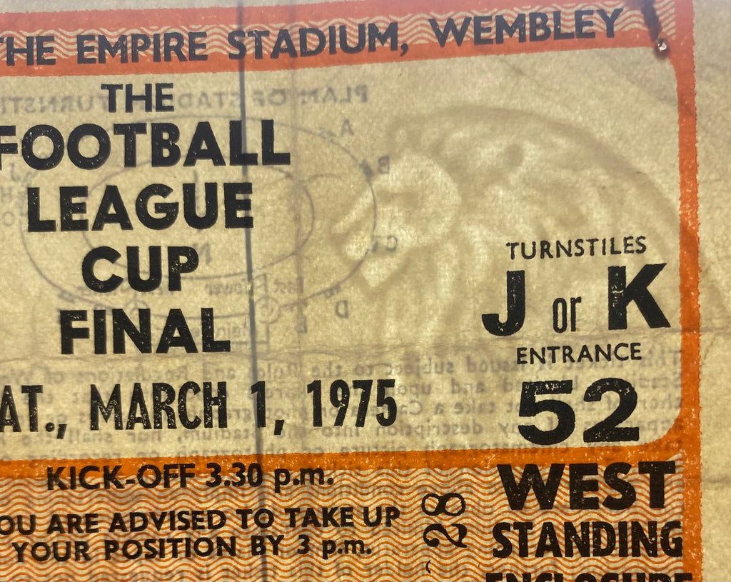 1975 ORIGINAL LEAGUE CUP FINAL TICKET ASTON VILLA V NORWICH CITY