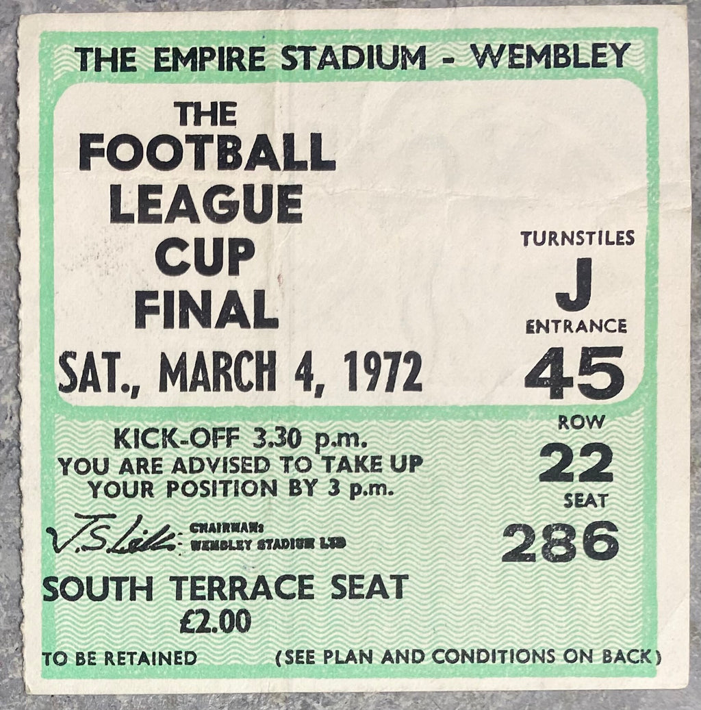 1972 ORIGINAL LEAGUE CUP FINAL TICKET CHELSEA V STOKE CITY