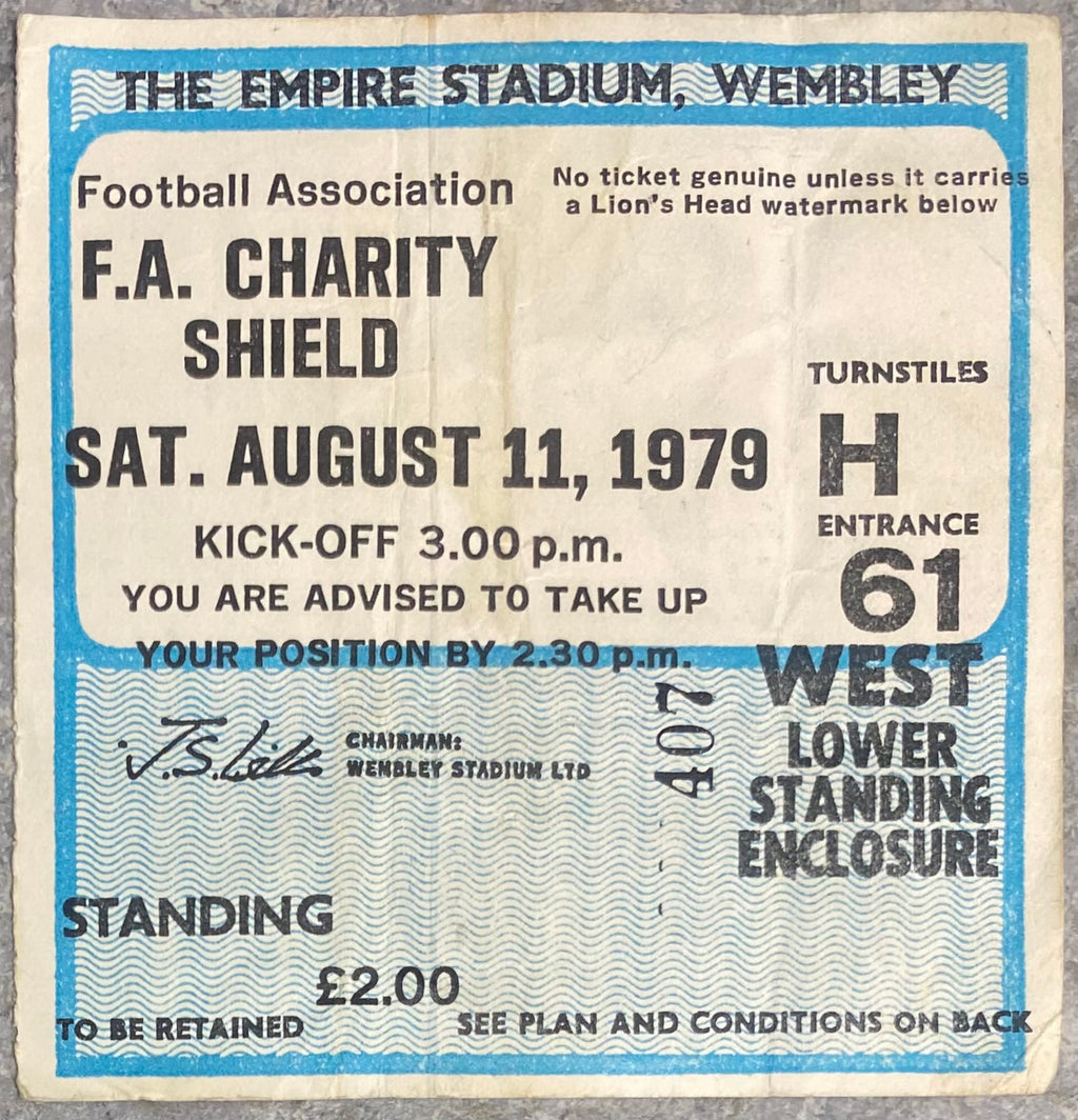1979 ORIGINAL CHARITY SHIELD TICKET LIVERPOOL V ARSENAL