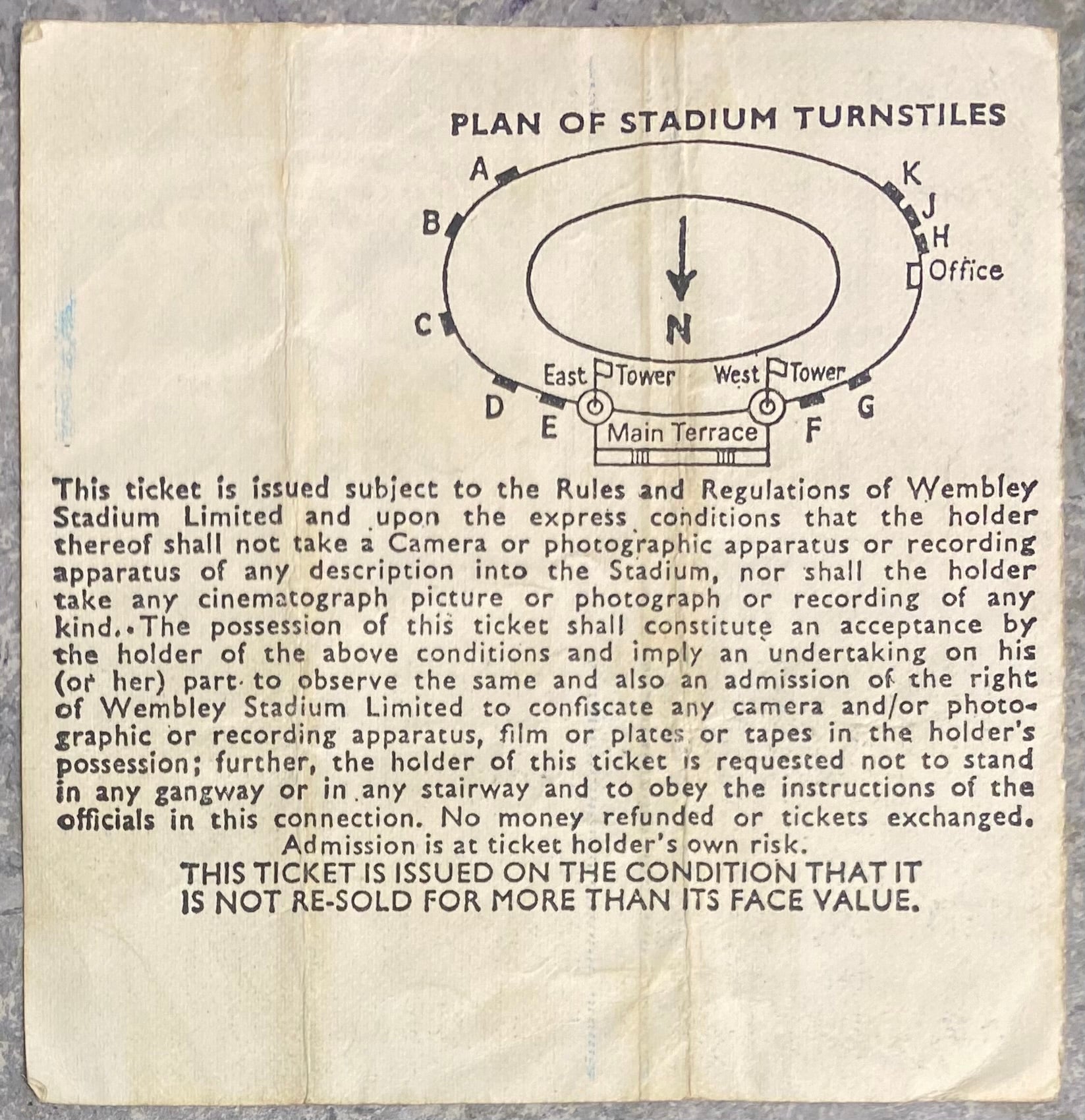 1979 ORIGINAL CHARITY SHIELD TICKET LIVERPOOL V ARSENAL