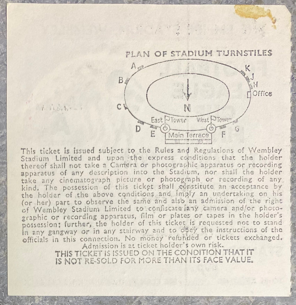 1974 ORIGINAL LEAGUE CUP FINAL TICKET MANCHESTER CITY V WOLVERHAMPTON WANDERERS