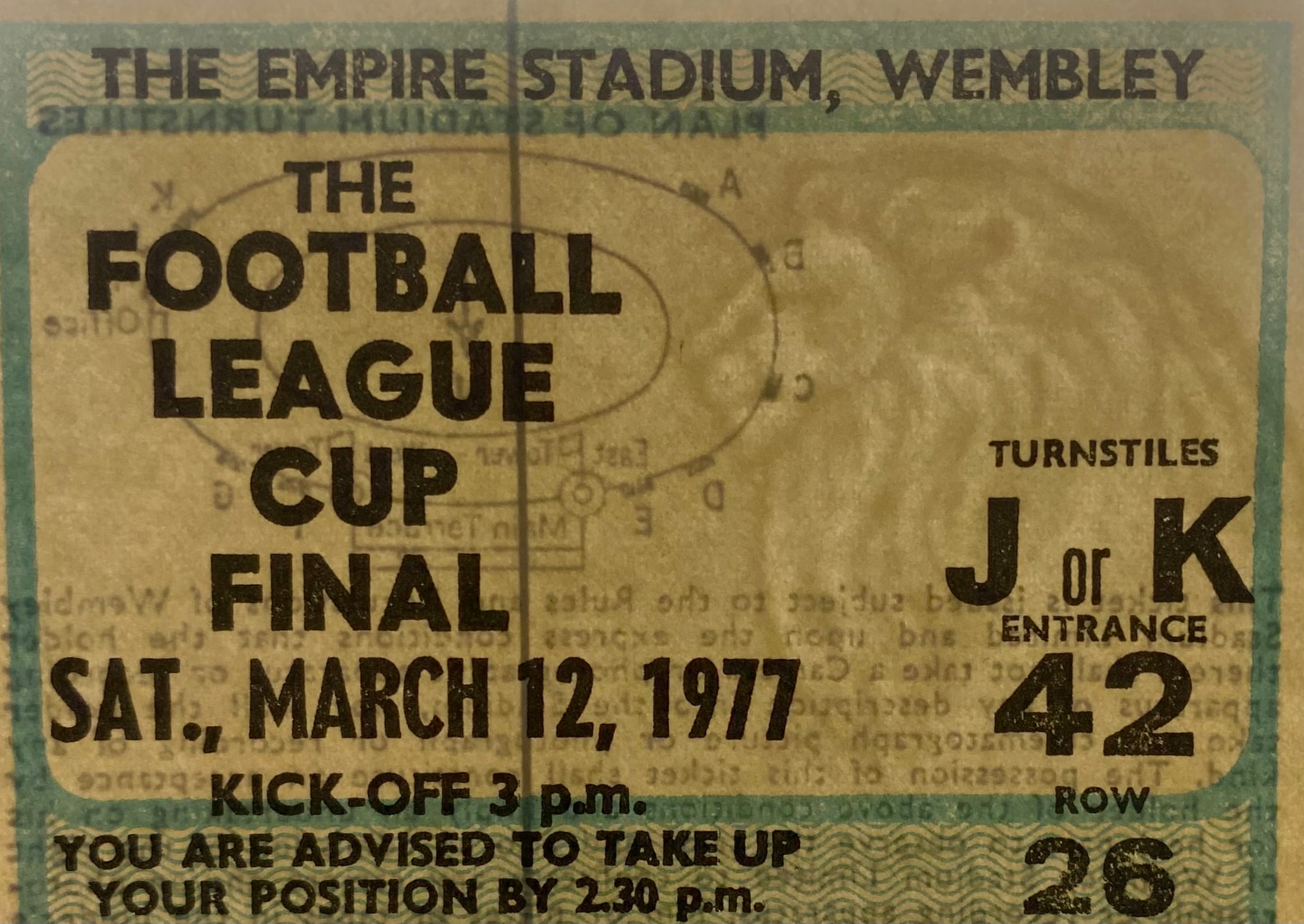 1977 ORIGINAL LEAGUE CUP FINAL TICKET ASTON VILLA V EVERTON