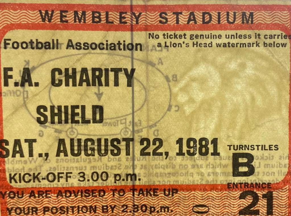 1981 ORIGINAL CHARITY SHIELD TICKET ASTON VILLA V TOTTENHAM HOTSPUR