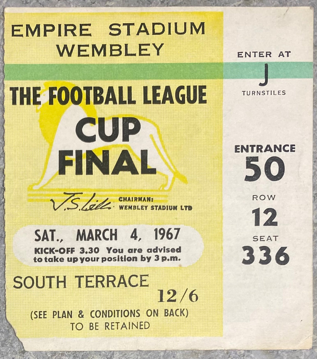 1967 ORIGINAL LEAGUE CUP FINAL TICKET QUEENS PARK RANGERS V WEST BROMWICH ALBION