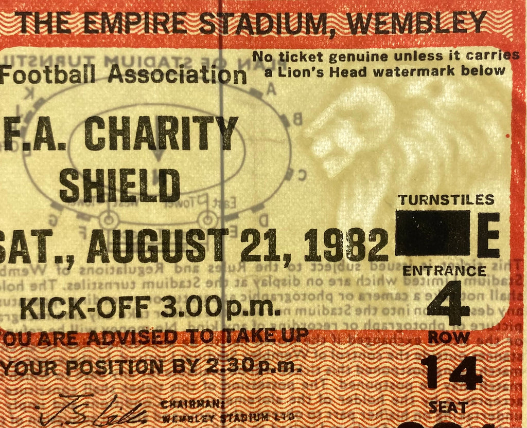 1982 ORIGINAL CHARITY SHIELD TICKET LIVERPOOL V TOTTENHAM HOTSPUR