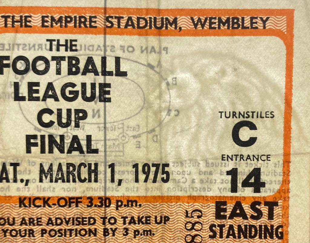 1975 ORIGINAL LEAGUE CUP FINAL TICKET ASTON VILLA V NORWICH CITY