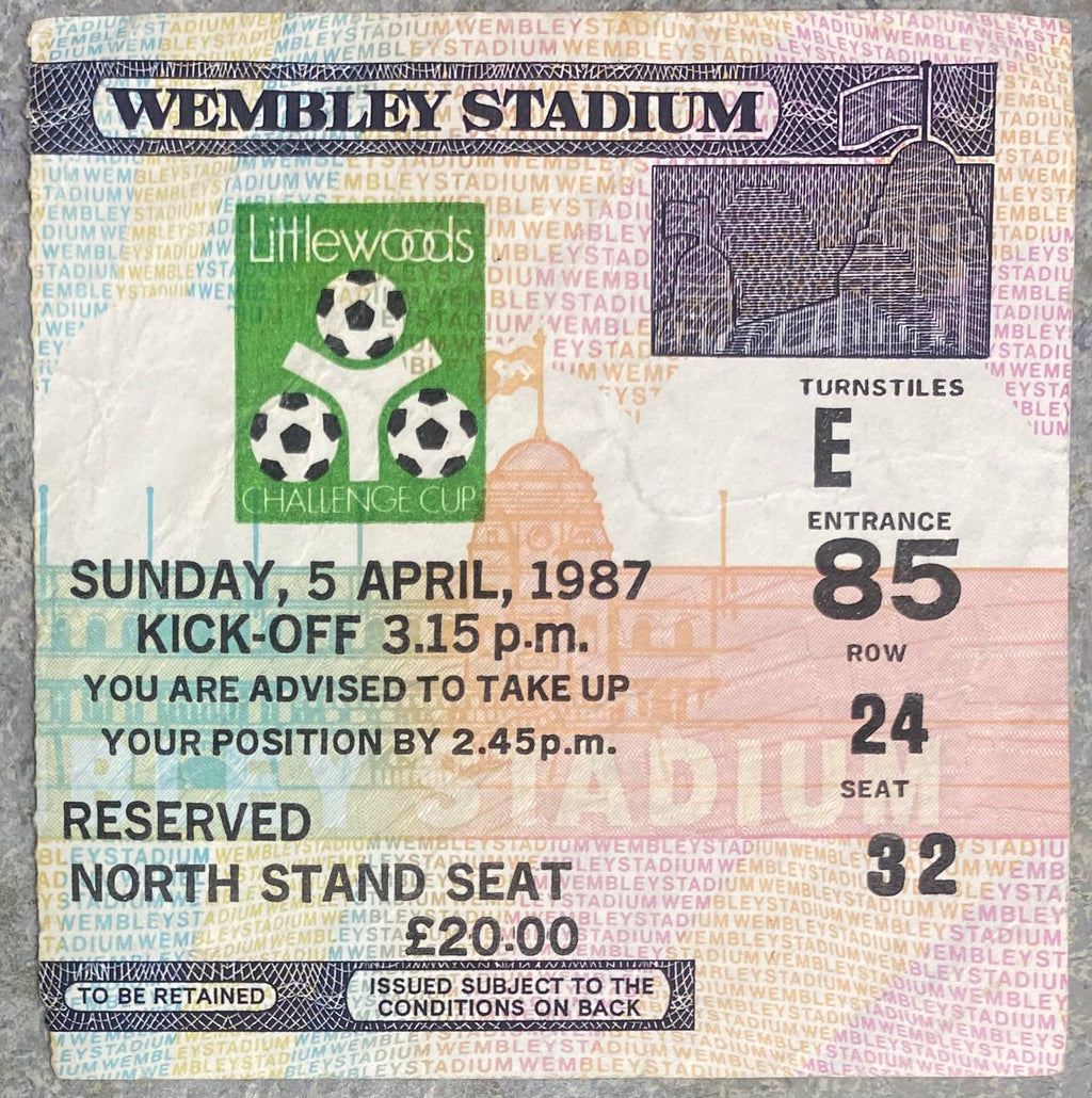 1987 ORIGINAL LITTLEWOODS CUP FINAL TICKET LIVERPOOL V ARSENAL