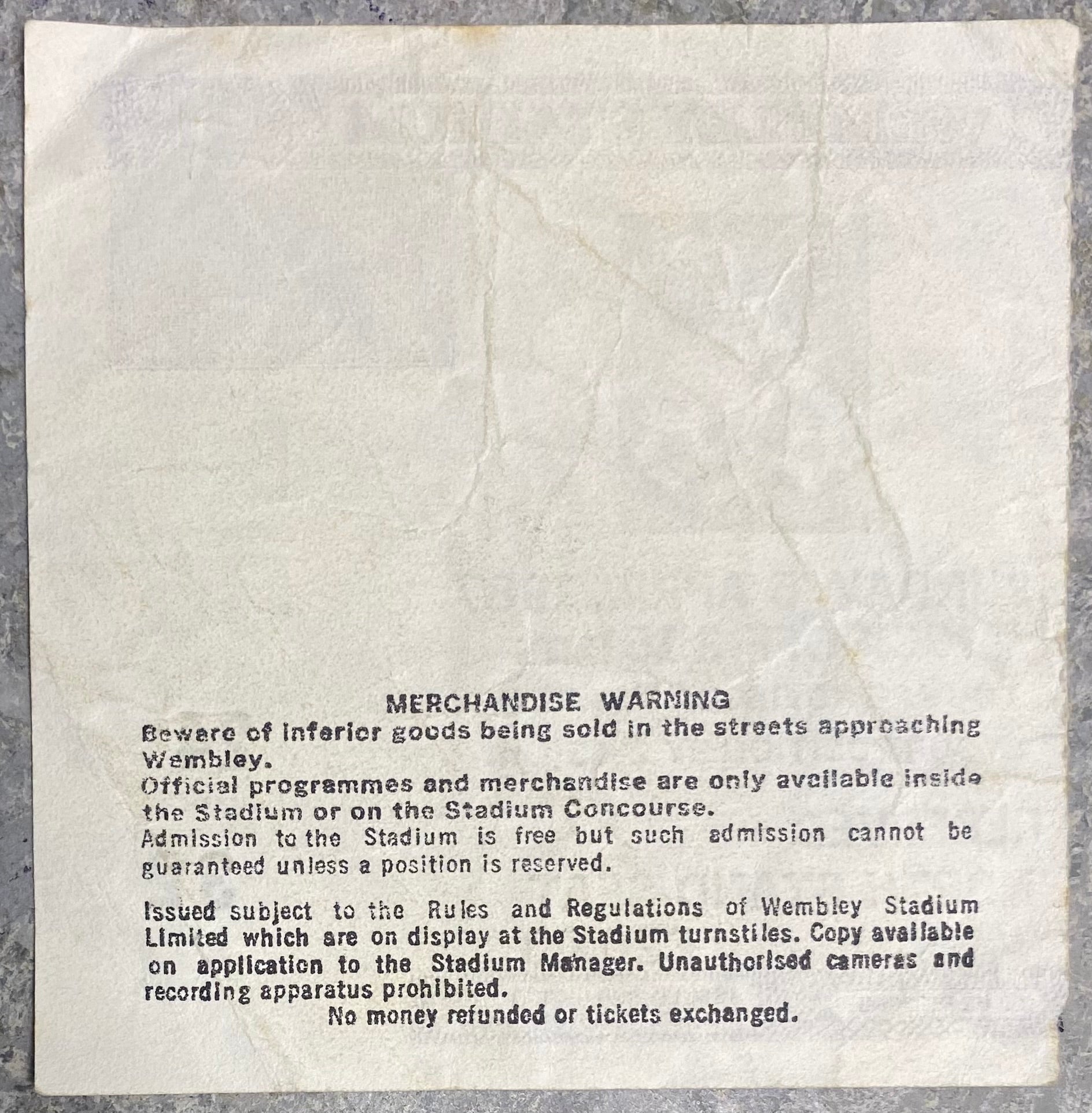 1987 ORIGINAL LITTLEWOODS CUP FINAL TICKET LIVERPOOL V ARSENAL