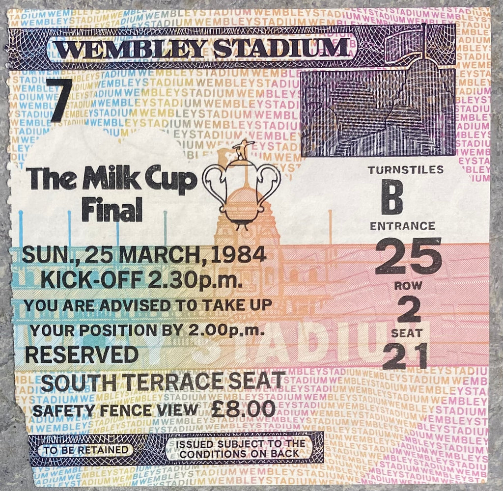 1984 ORIGINAL MILK CUP FINAL TICKET LIVERPOOL V EVERTON